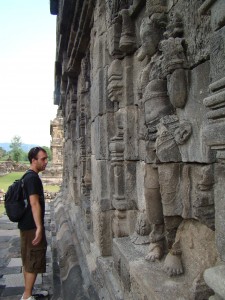 Phil examines prambanan carvings