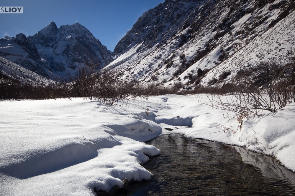 Winter in the Ala Archa gorge.