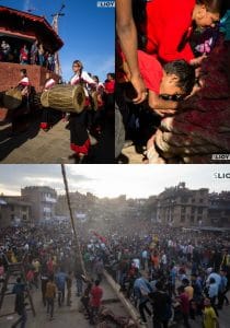 Shiva linga at Bisket Jatra Festival in Nepal