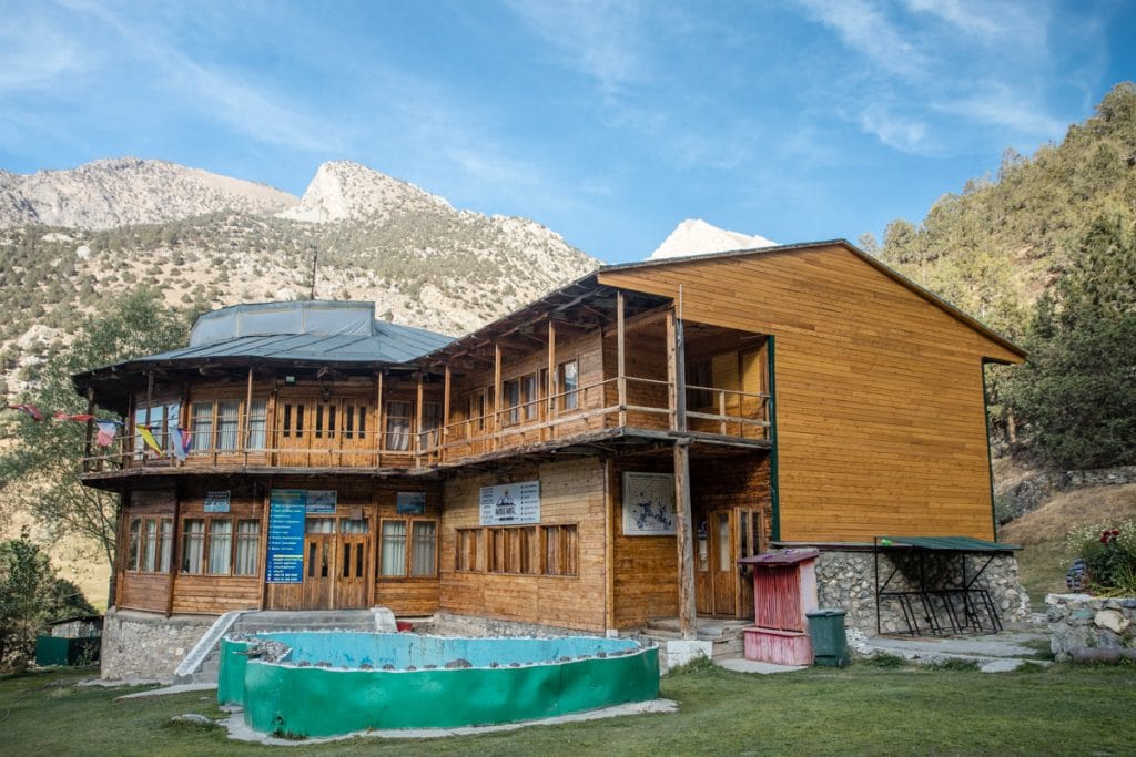 Kulikalon camping base wooden mountain lodge building at Artuch
